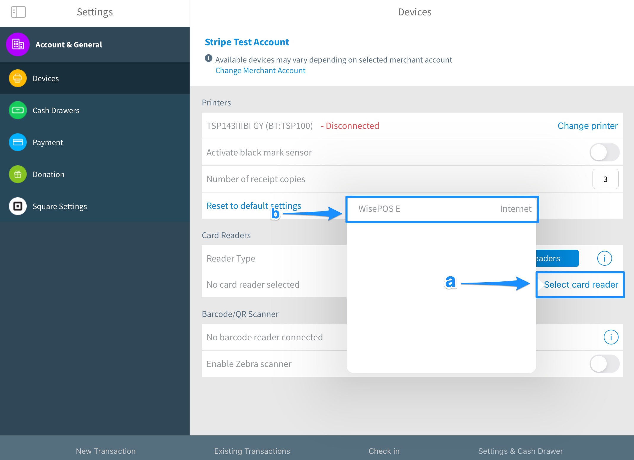 Stripe Reader Setup (BBPOS WisePOS E)